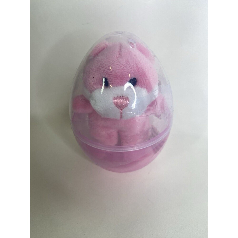 CVS Easter Bunny Rabbit Mini Plush in Egg Clear Plastic Pink Stuffed Animal Toy